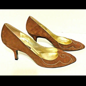 Kenzo Brown Heels with Gold Accents